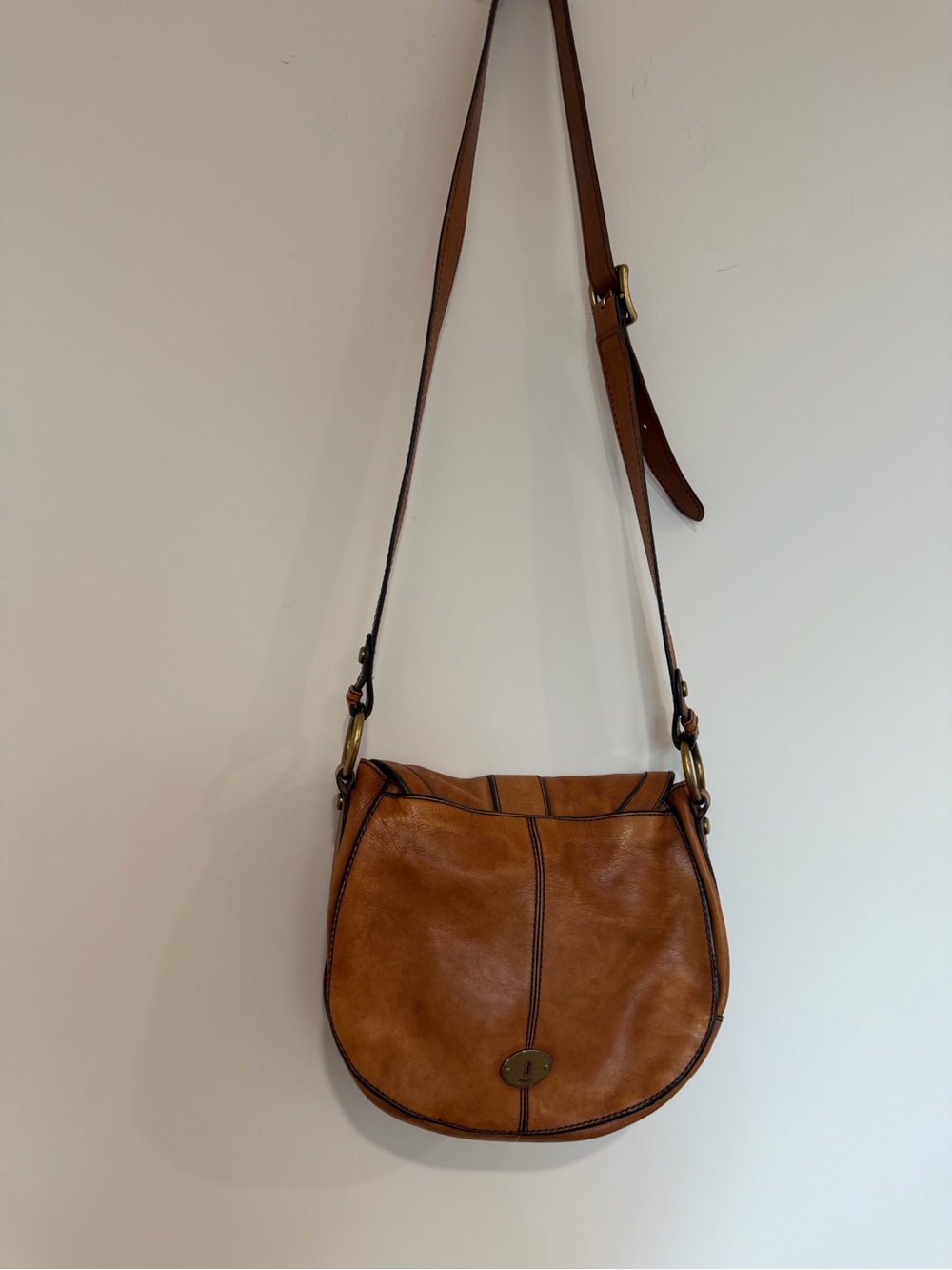 Fossil vintage Brown Leather Crossbody Saddle Bag - Picture 8 of 9